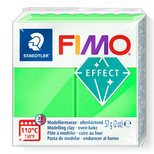 Fimo Effekt Knete - neon grün, Modelliermasse 57g Normalblock